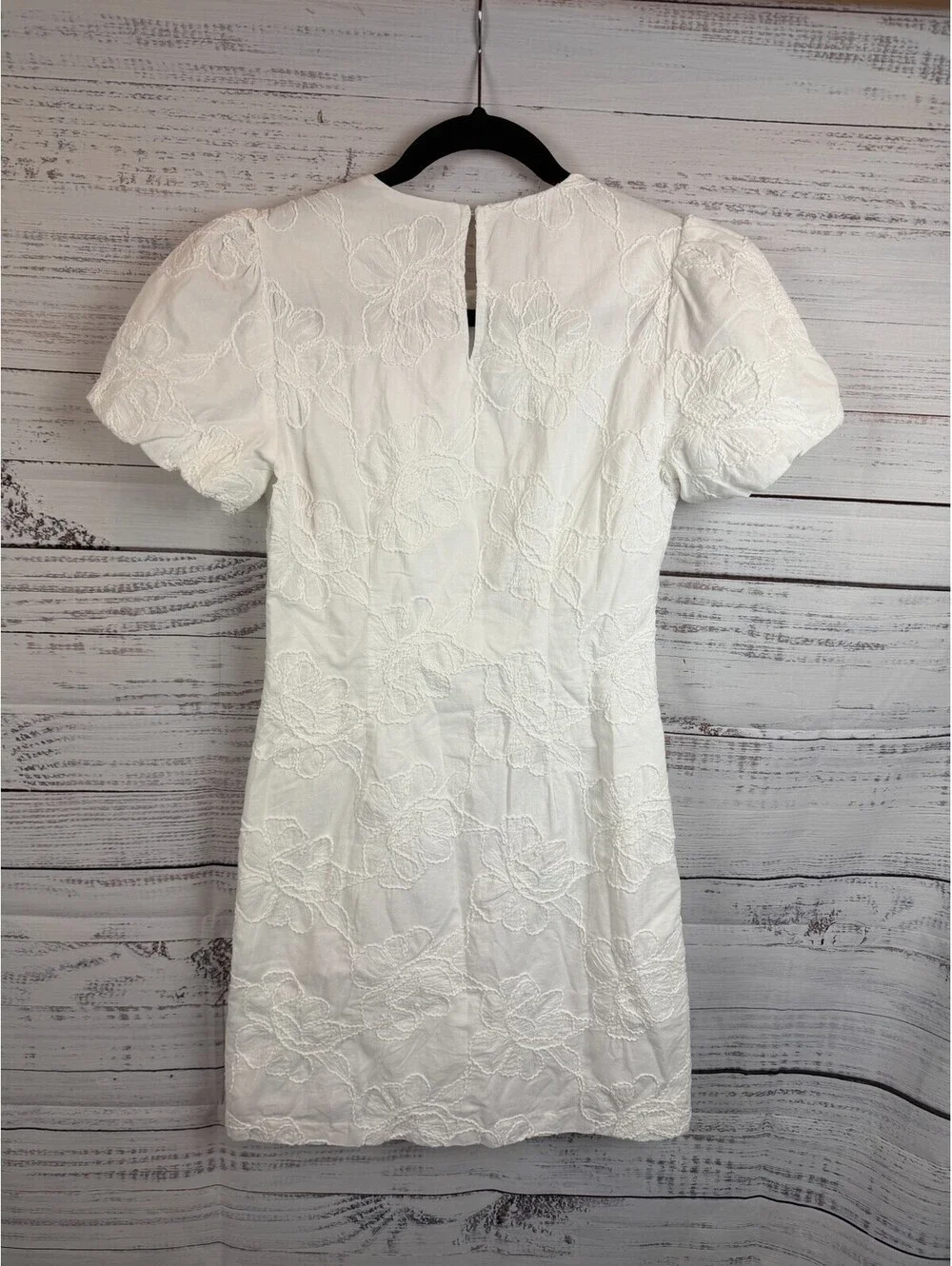 J.CREW white cotton embroidered puff sleeve pockets lined mini dress size 00 NWT